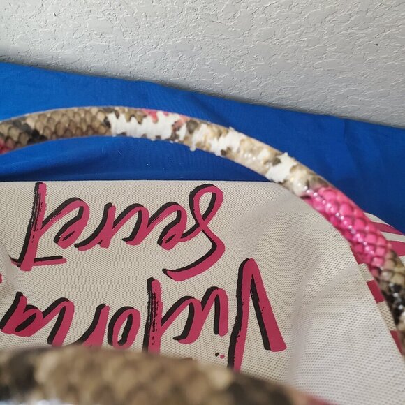 Victoria's Secret Angel City Pink Snake Pattern Canvas Tote Bag - Picture 7 of 8